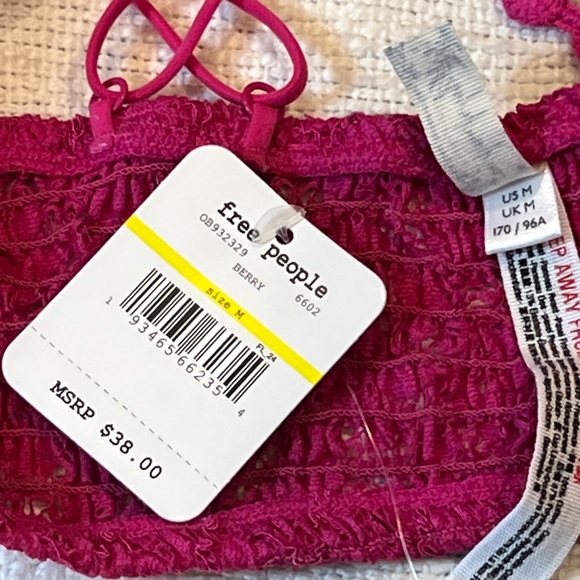 NWT 💘Free People MISS DAZIE floral lace crochet bralette MED Berry fuchsia pink - Picture 12 of 12